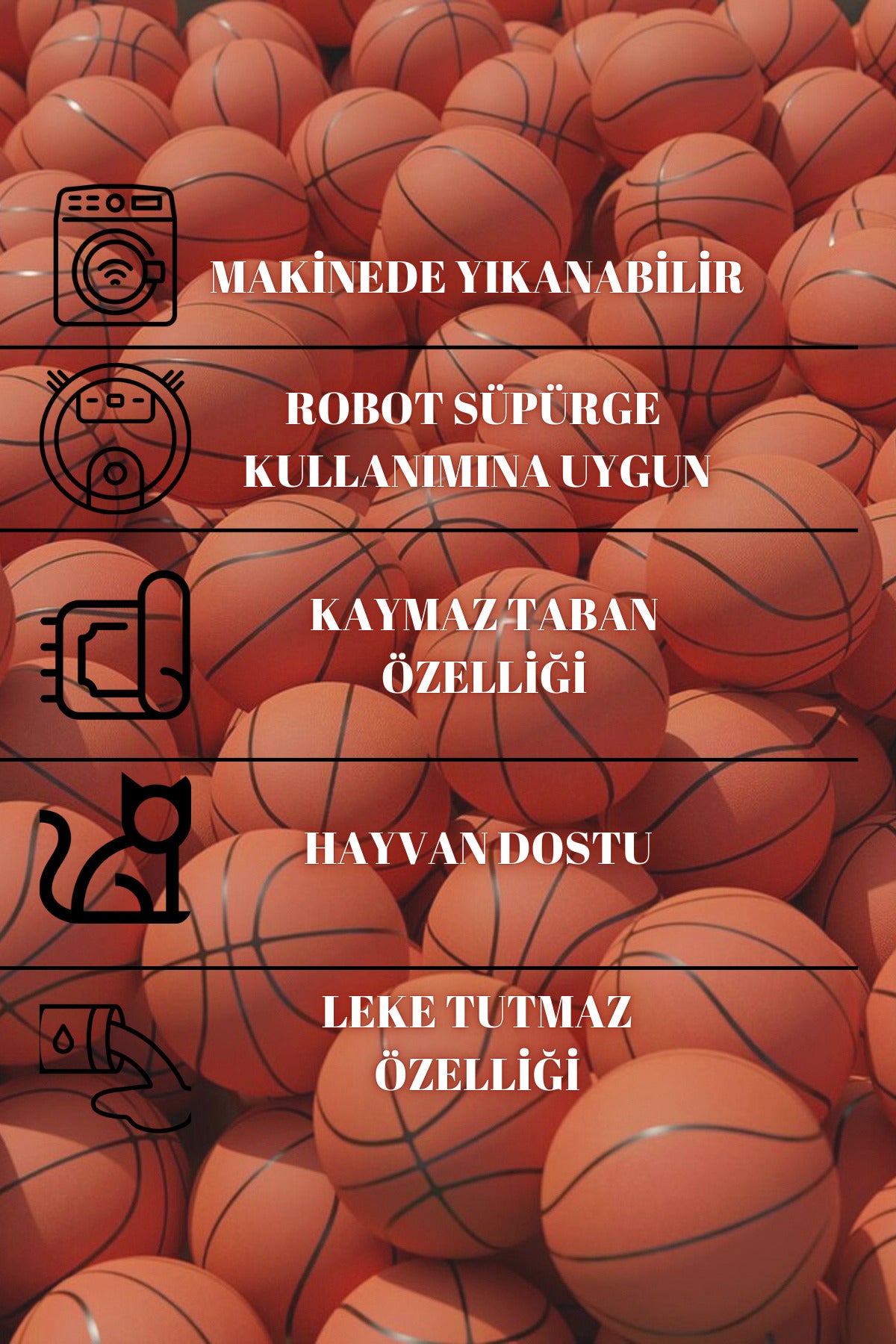 Dijital Baskı Sarı Kırmızı Basketbol Silüetli Makinada Yıkanabilir Genç Odası Salon ve Yolluk Halısı