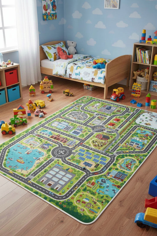 Makinede Yıkanabilir Dijital Baskı Kaymaz Taban Oyun Halısı Yolluk Çocuk Odası Halısı