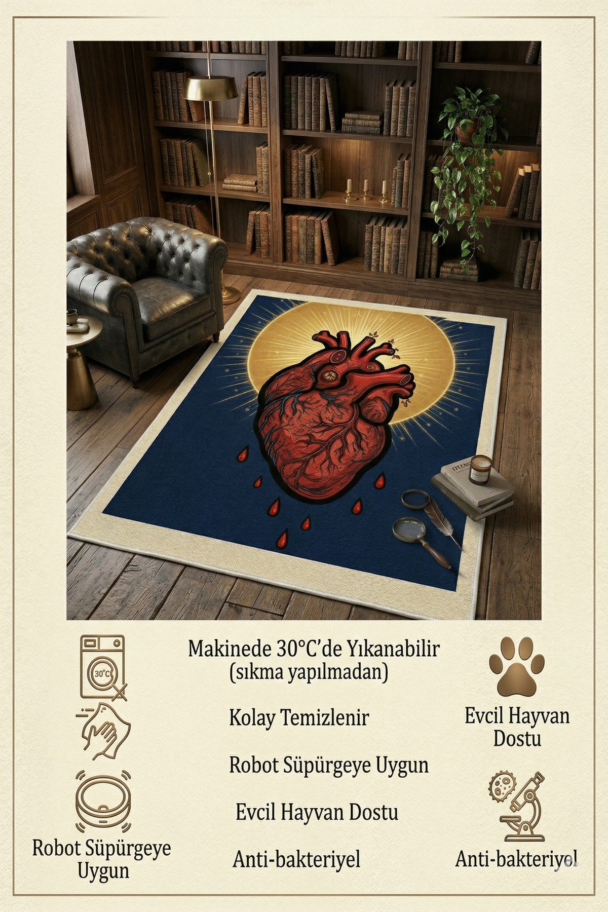 Dijital Yıkanabilir Etnik Retro Desen Kaymaz Taban Salon Halısı Mutfak Halısı Yolluk Çocuk Halısı