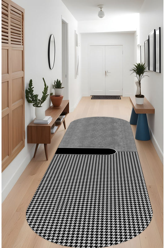 Dijital Baskı Modern Dekoratif Kaymaz Taban Makinada Yıkanabilir Oval Salon Mutfak ve Yolluk Halısı