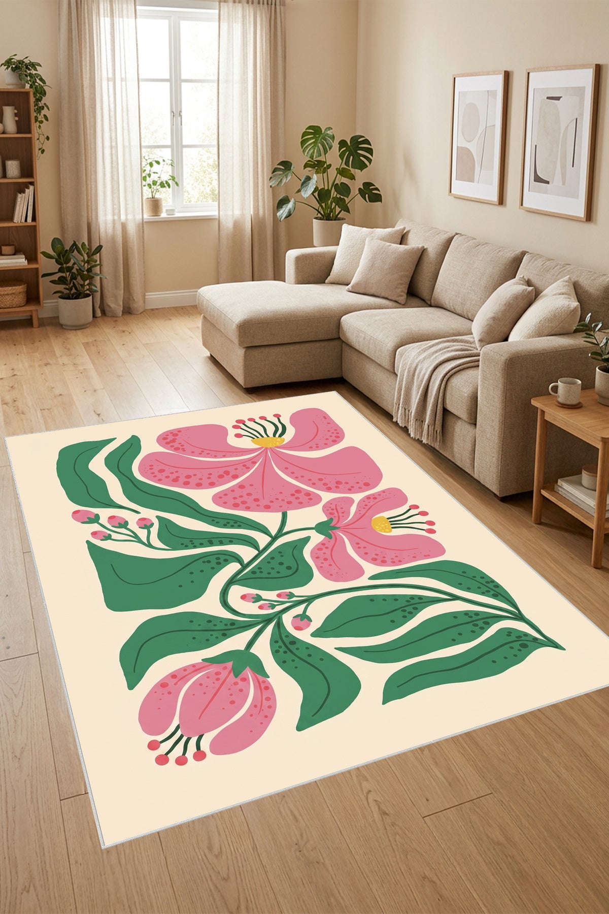 Dijital Yıkanabilir Etnik Retro Desen Kaymaz Taban Salon Halısı Mutfak Halısı Yolluk Çocuk Halısı
