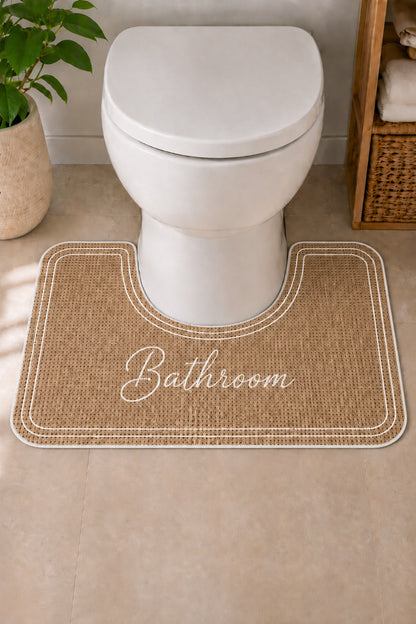 Dijital Kaymaz Yıkanabilir Hasır Görünümlü Klozet Paspas Modern Banyo Paspası Banyo Dekor 70x40