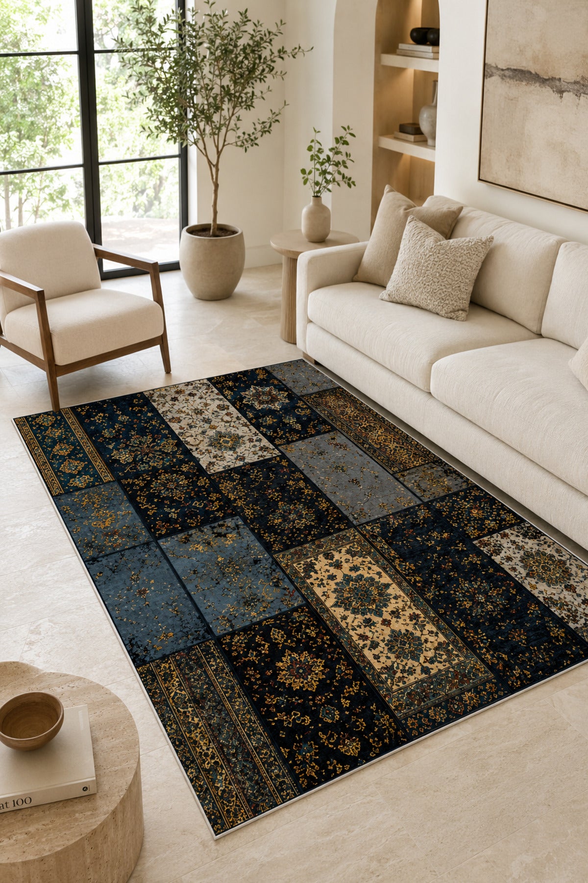 Dijital Yıkanabilir Etnik Retro Desen Kaymaz Taban Salon Halısı Mutfak Halısı Yolluk Çocuk Halısı
