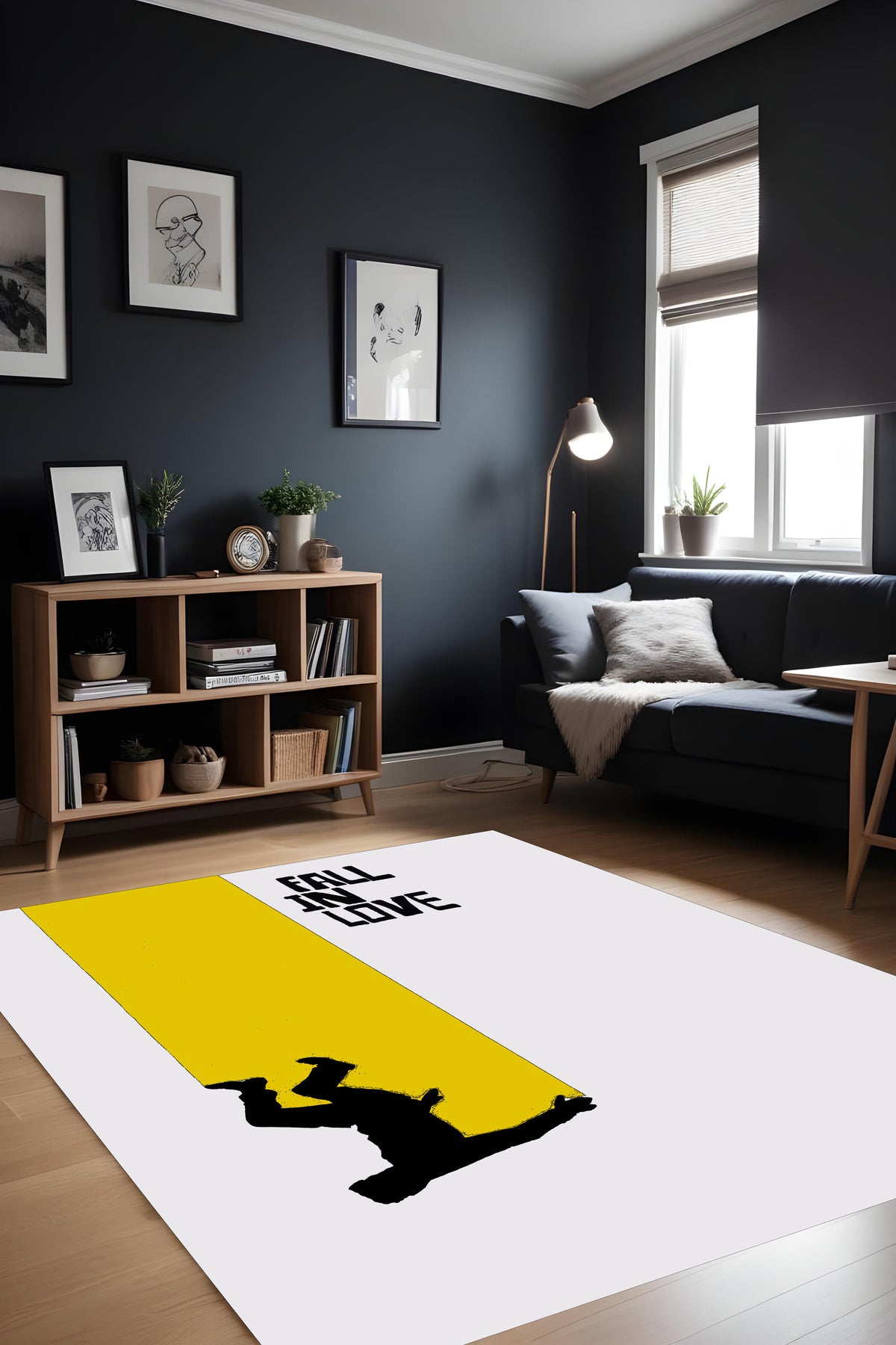 Dijital Baskı Modern Sanatsal Figürlü Kaymaz Taban Makinada Yıkanabilir Salon Halısı Genç Oda Halısı
