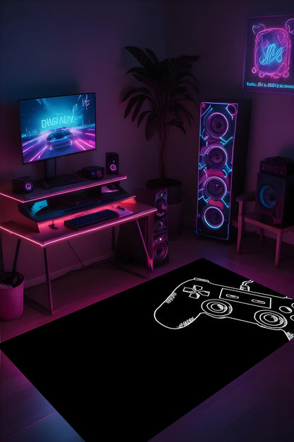 Dijital Baskı Gamer Oyuncu Makinada Yıkanabilir Genç Odası Oyun Odası Halısı