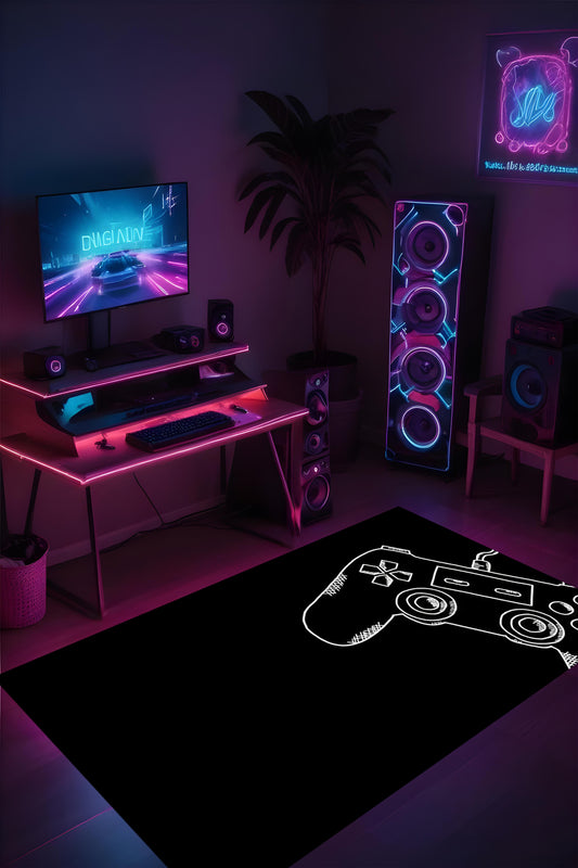 Dijital Baskı Gamer Oyuncu Makinada Yıkanabilir Genç Odası Oyun Odası Halısı