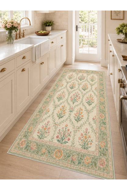 Dijital Kaymaz Yıkanabilir Patchwork Vintage Retro Salon Halısı Mutfak Halısı Yolluk