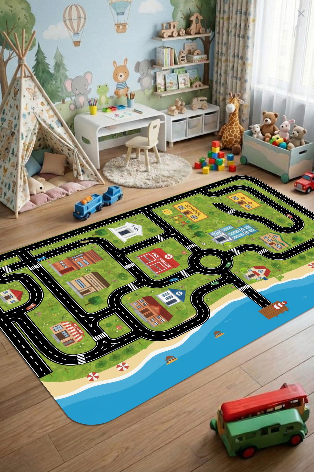 Makinede Yıkanabilir Dijital Baskı Kaymaz Taban Salon Mutfak Yolluk Çocuk Odası Halısı
