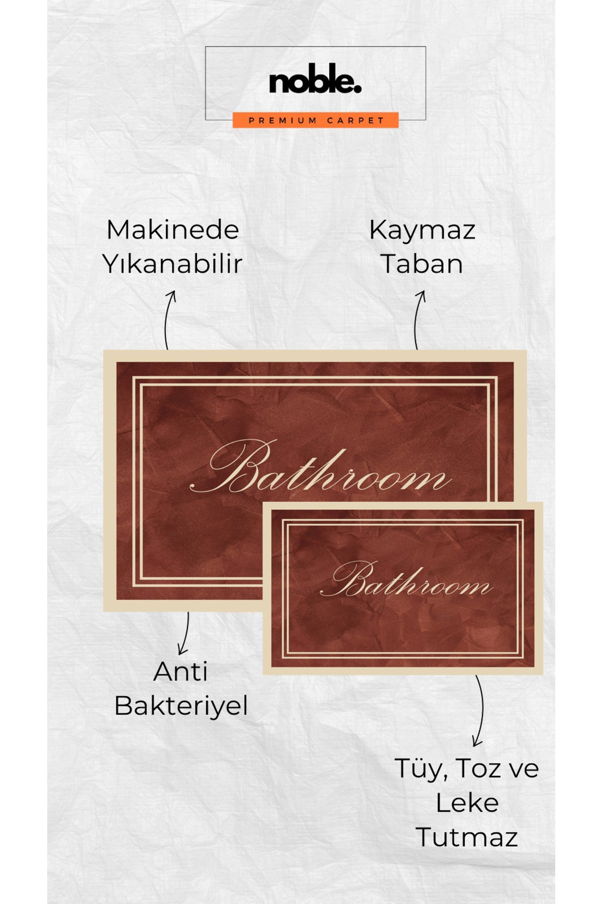 Dijital Baskı Bordo Renkli Çerçeveli Modern 2'li Set Banyo Paspası Banyo Halısı (60x100 40x60)