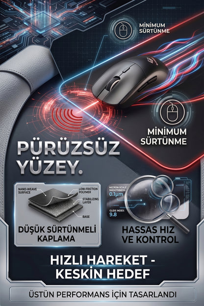 70x30 Profesyonel Gaming Mouse Pad - Kaydırmaz Taban, Pürüzsüz Yüzey, Hassas Kontrol, Dikişli Kenar