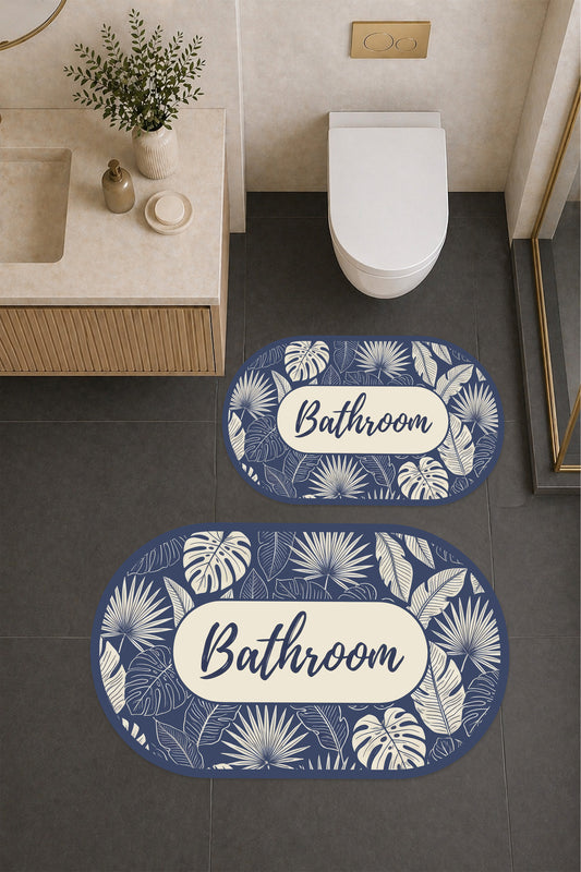 Dijital Baskı Modern Desenli Modern Banyo Halısı İkili Banyo Paspası (40cmx60cm)ve(60cmx100cm)