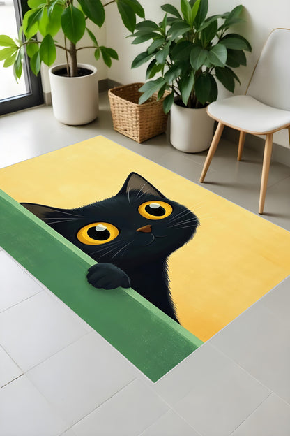 Makinede yıkanabilir kedi desenli kaymaz taban leke tutmaz çocuk halısı salon halısı ve yolluk