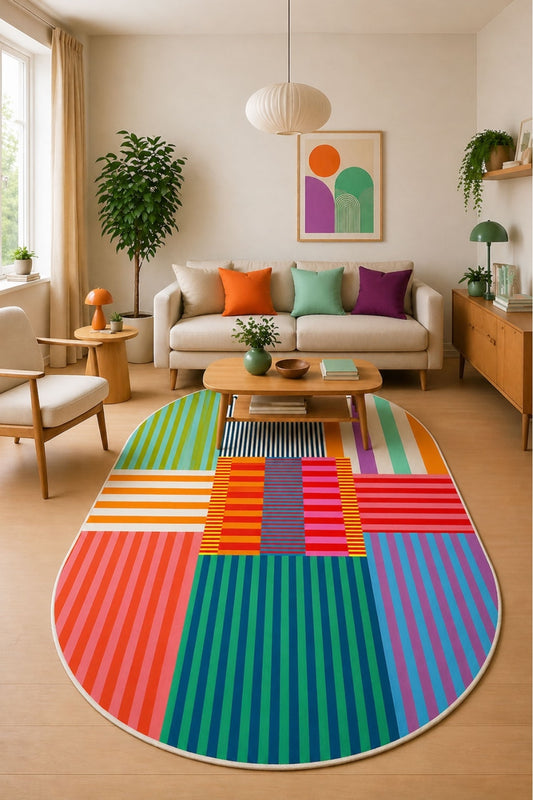 Dijital Yıkanabilir Etnik Retro Desen Kaymaz Taban Salon Halısı Mutfak Halısı Yolluk Çocuk Halısı