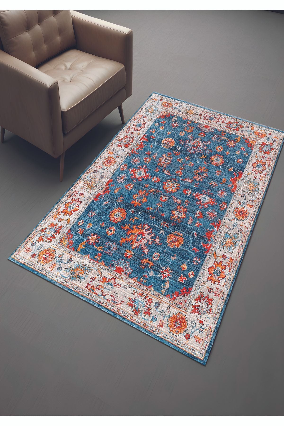 Dijital Baskı Eskitme Klasik Desenli Dekoratif Makinada Yıkanabilir Salon Halısı ve Yolluk Halısı