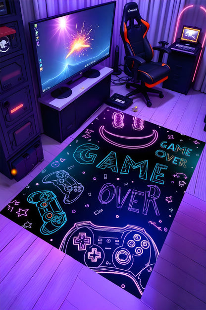 Gaming Halı Dijital Baskı Oyun Odası Halısı Kaymaz Taban Yıkanabilir Gamer Modern Tasarım