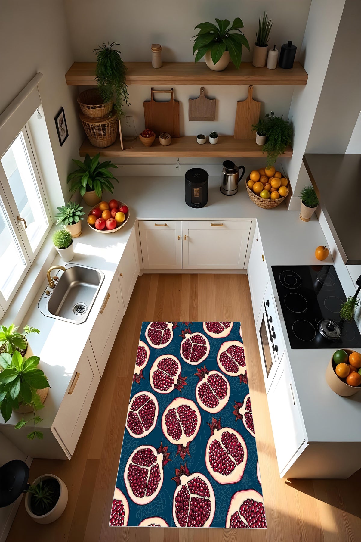 Dijital Baskı Modern Kaymaz Taban Leke Tutmaz Makinada Yıkanabilir Mutfak Halısı ve Balkon Halısı