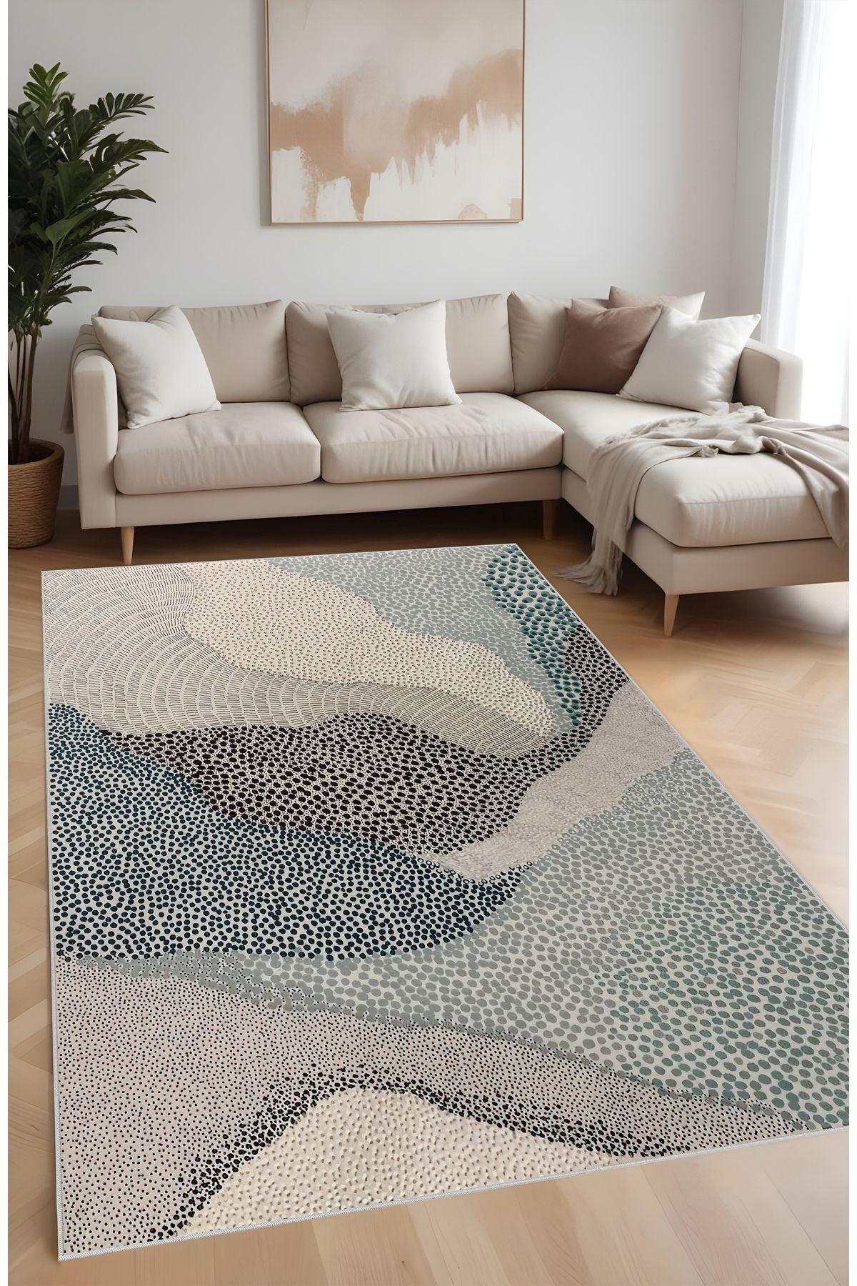 Dijital Baskı Su Desen Renk Geçişli Modern Dekoratif Makinada Yıkanabilir Salon Halısı Yolluk Halısı