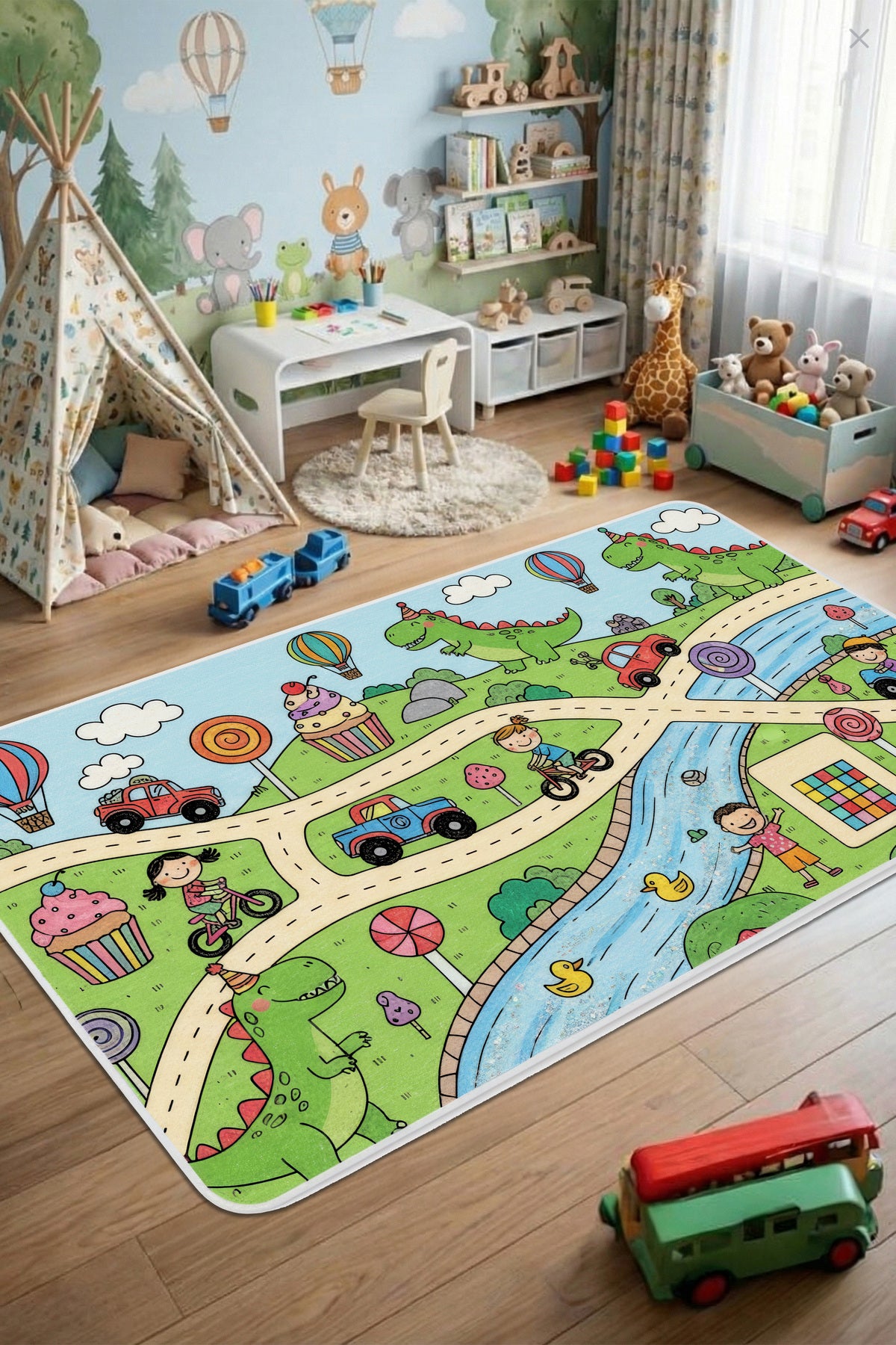 Makinede Yıkanabilir Dijital Baskı Kaymaz Taban Salon Mutfak Yolluk Çocuk Odası Halısı