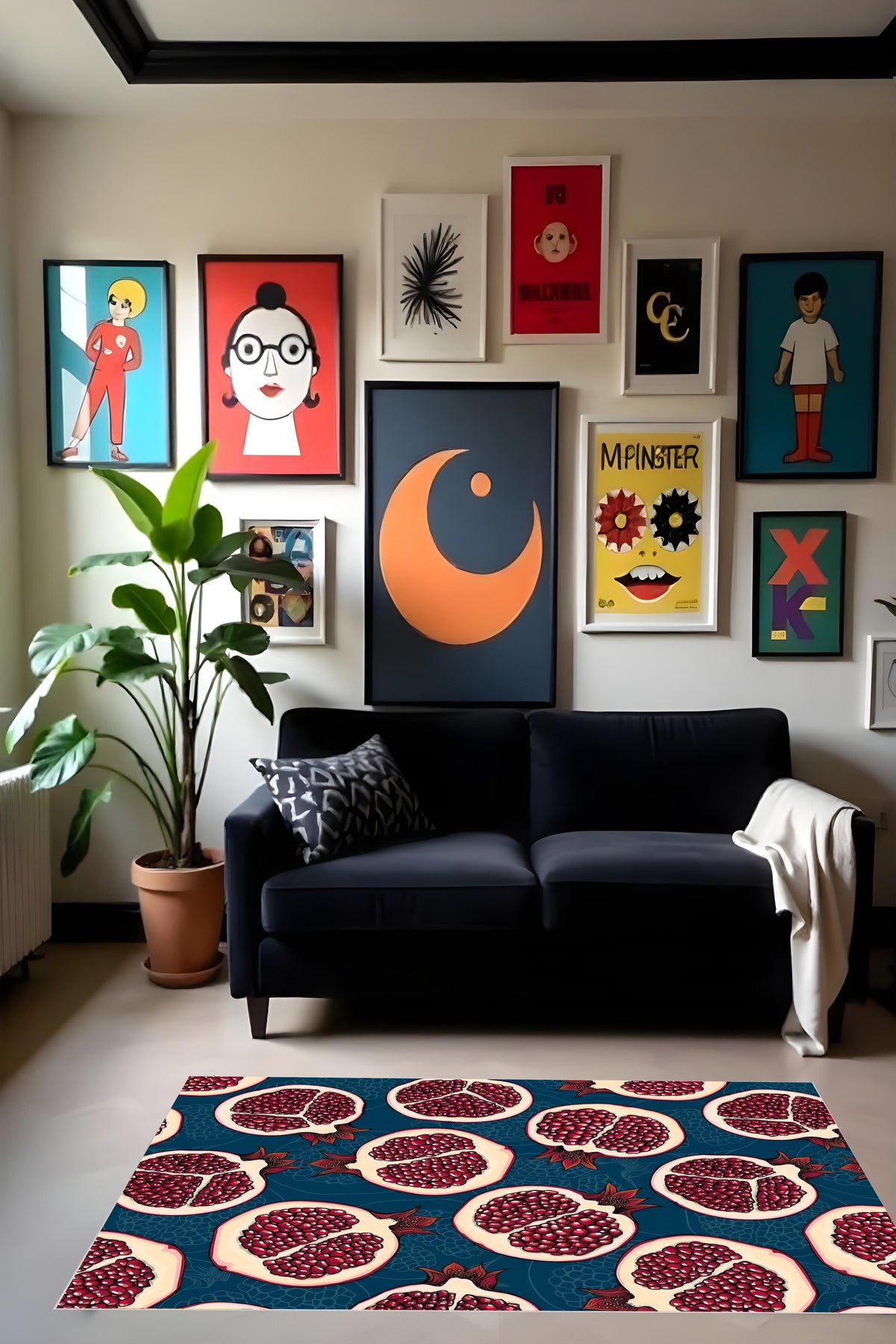 Dijital Baskı Modern Kaymaz Taban Leke Tutmaz Makinada Yıkanabilir Mutfak Halısı ve Balkon Halısı