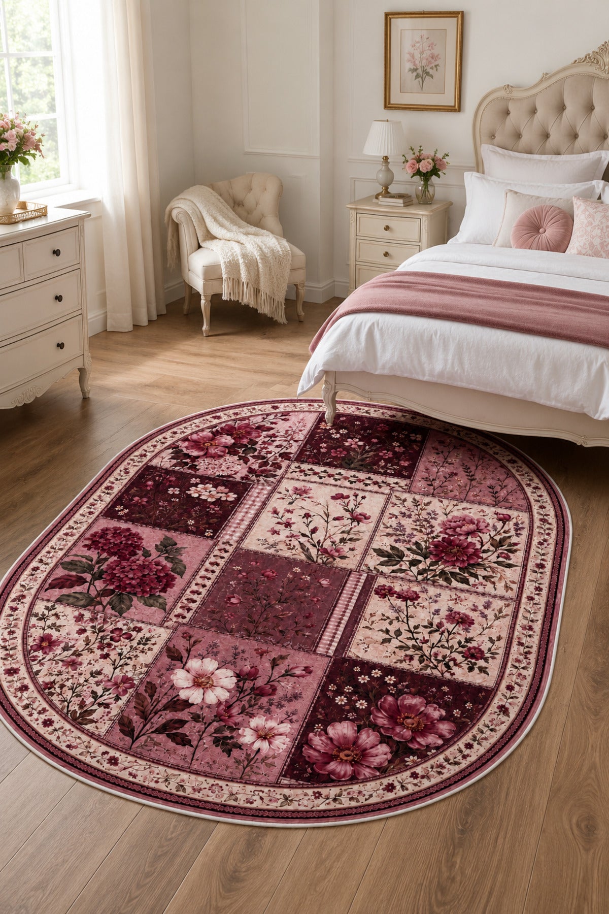 Dijital Yıkanabilir Etnik Retro Desen Kaymaz Taban Salon Halısı Mutfak Halısı Yolluk Çocuk Halısı