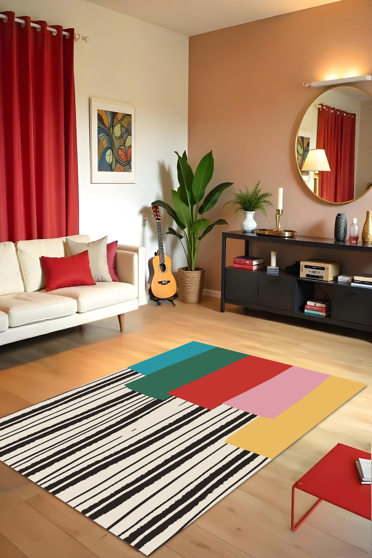 Makinede Yıkanabilir Dijital Baskı Kaymaz Taban Salon Mutfak Yolluk Çocuk Odası Halısı