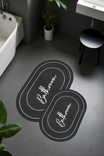 Dijital Baskı Atrasit Hasır Desenli Modern Banyo Halısı İkili Banyo Paspası(40cmx60cm)ve(60cmx100cm)