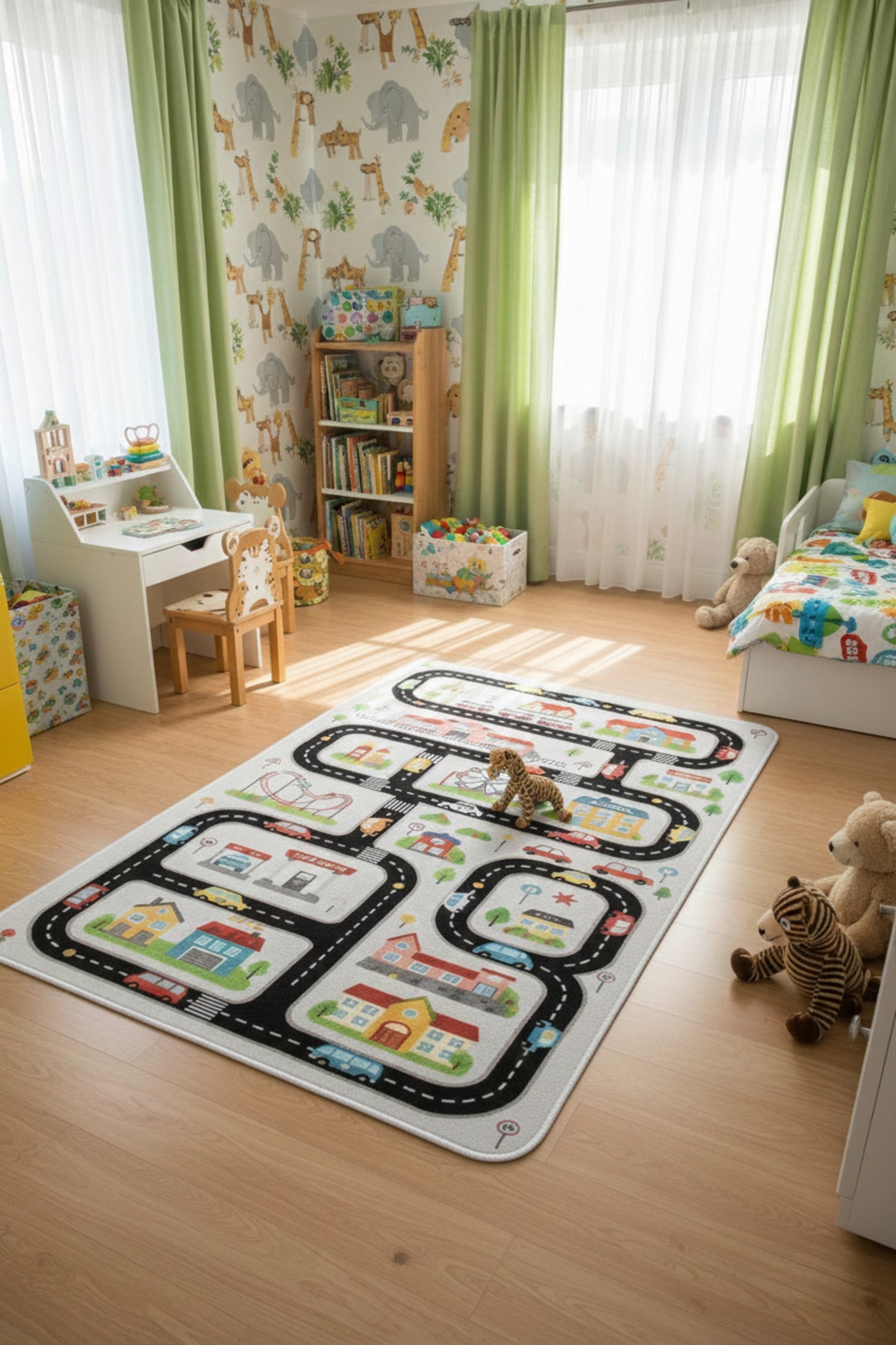 Makinede Yıkanabilir Dijital Baskı Kaymaz Taban Oyun Halısı Yolluk Çocuk Odası Halısı