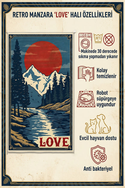 Dijital Yıkanabilir Etnik Retro Desen Kaymaz Taban Salon Halısı Mutfak Halısı Yolluk Çocuk Halısı