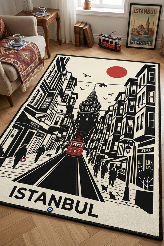Dijital Yıkanabilir Etnik Retro Desen Kaymaz Taban Salon Halısı Mutfak Halısı Yolluk Çocuk Halısı