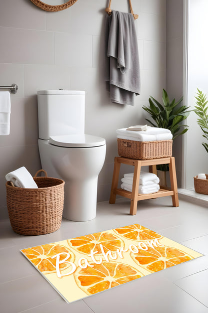 Dijital Baskı Yaz Temalı Portakal Desenli Modern 2'li Set Banyo Paspası Banyo Halısı (60x100 40x60)