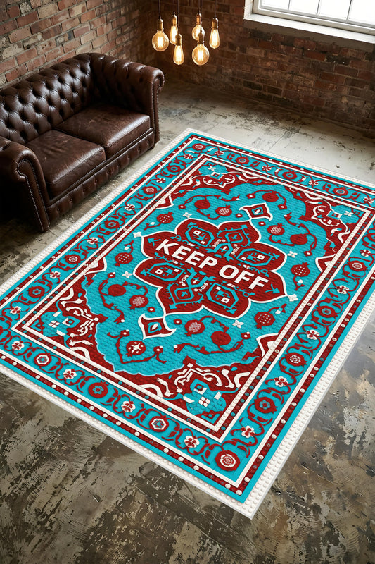 Dijital Yıkanabilir Etnik Retro Desen Kaymaz Taban Salon Halısı Mutfak Yolluk Çocuk Odası Halısı