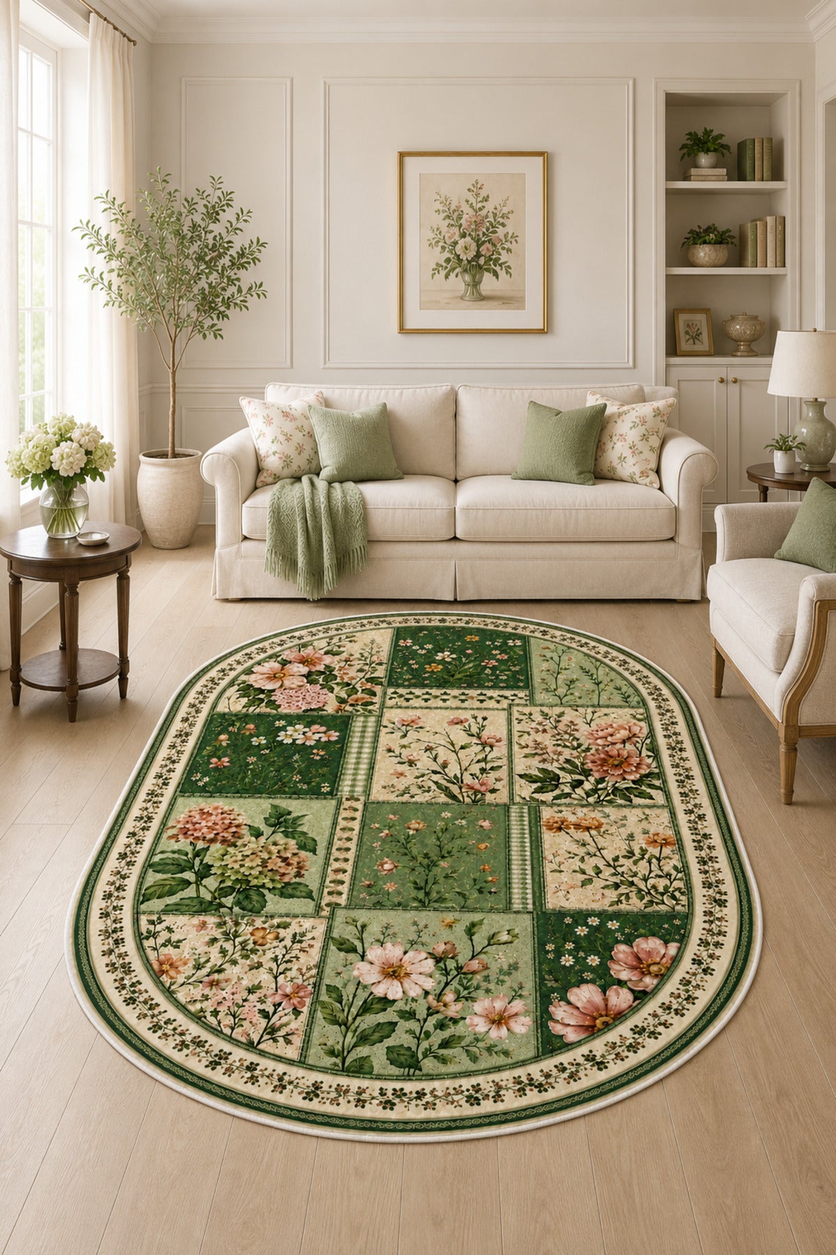 Dijital Yıkanabilir Etnik Retro Desen Kaymaz Taban Salon Halısı Mutfak Halısı Yolluk Çocuk Halısı