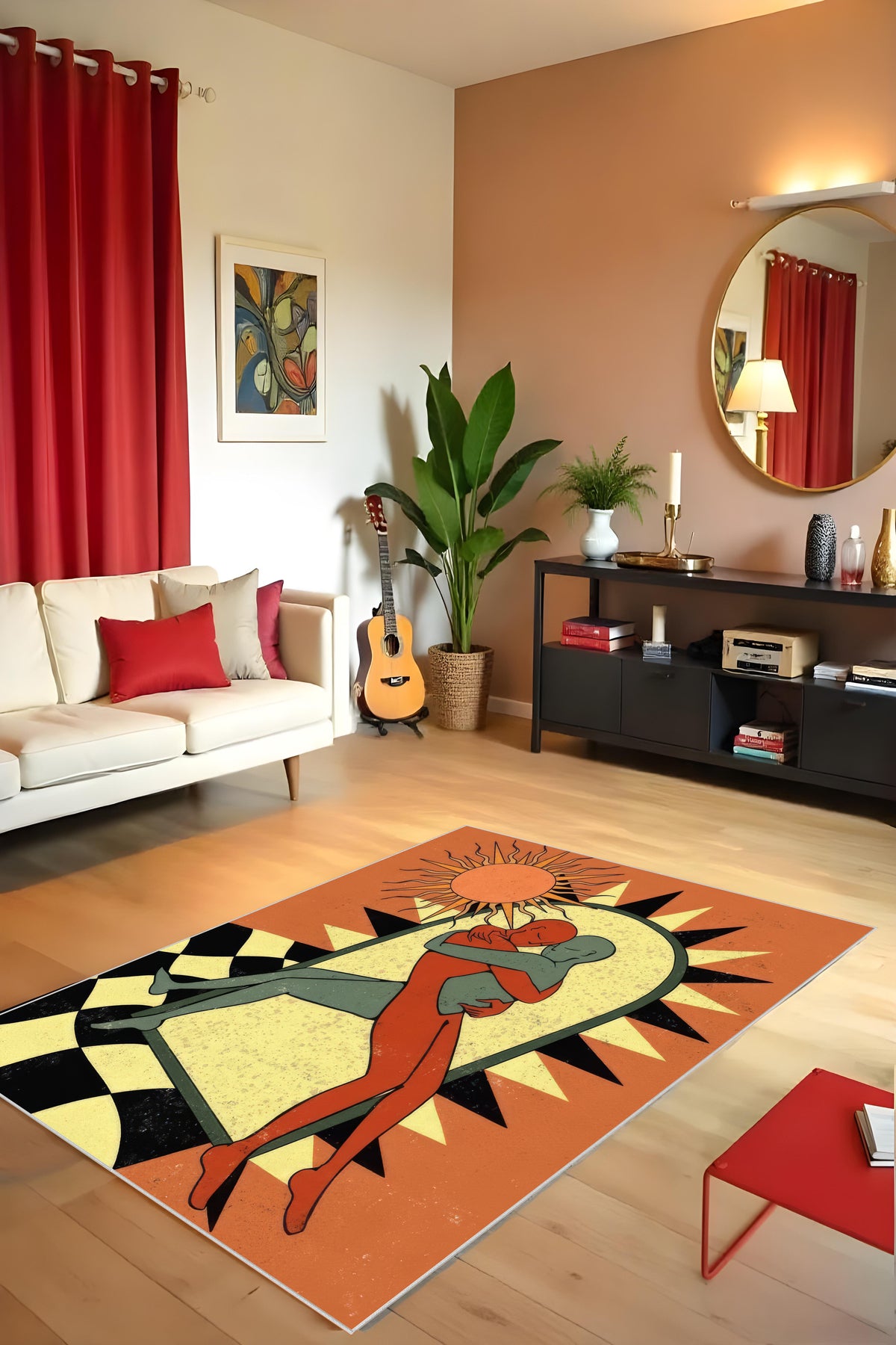 Makinede yıkanabilir bohem desen kaymaz taban leke tutmaz salon halısı çocuk halısı ve kesme yolluk