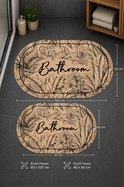 Dijital Baskı Modern Desenli Modern Banyo Halısı İkili Banyo Paspası (40cmx60cm)ve(60cmx100cm)