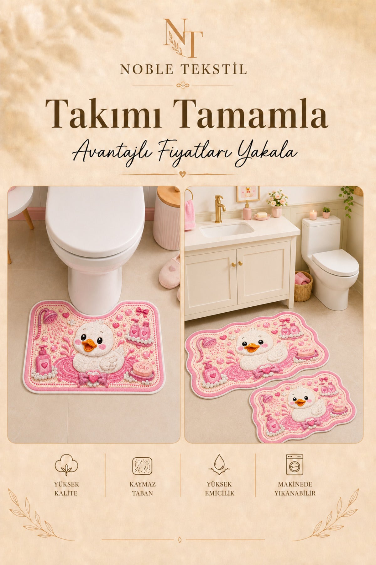 Dijital Kaymaz Yıkanabilir Klozet Önü Paspas Modern Banyo Paspası Banyo Halısı Banyo Dekor (40x60)