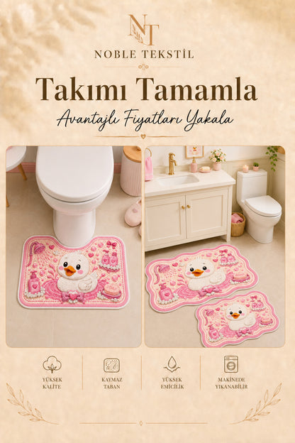 Dijital Kaymaz Yıkanabilir Klozet Önü Paspas Modern Banyo Paspası Banyo Halısı Banyo Dekor (40x60)