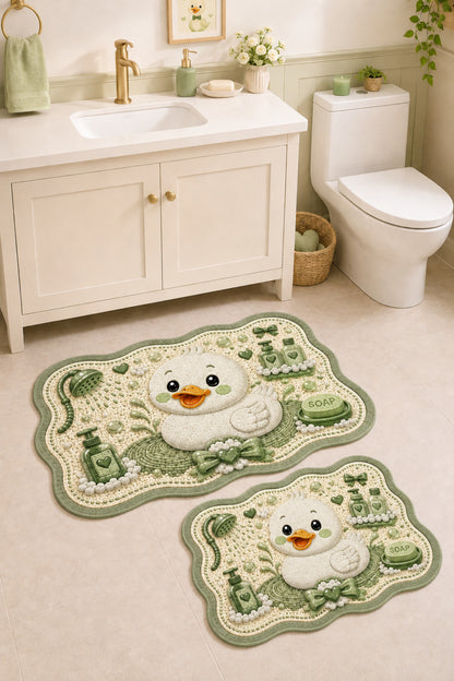 Dijital Kaymaz Yıkanabilir İkili Modern Banyo Paspası Banyo Halısı Banyo Dekor (40x60+60x90 cm)