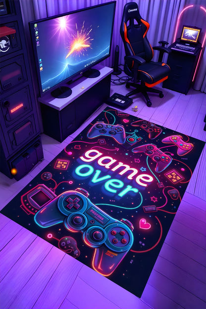 Gaming Halı Dijital Baskı Oyun Odası Halısı Kaymaz Taban Yıkanabilir Gamer Modern Tasarım