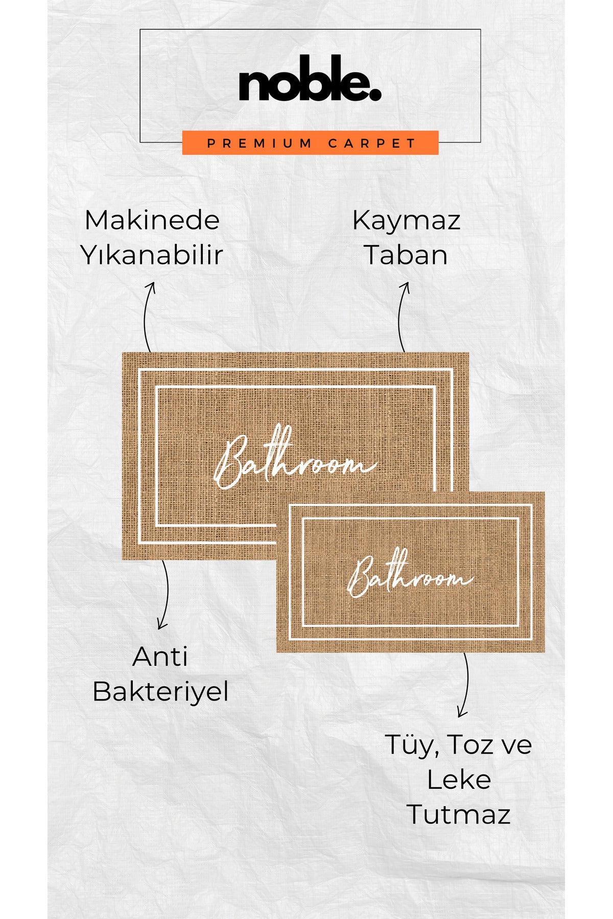 Dijital Baskı Hasır Desenli Modern Banyo Halısı İkili Banyo Paspası(40cmx60cm)ve(60cmx100cm)