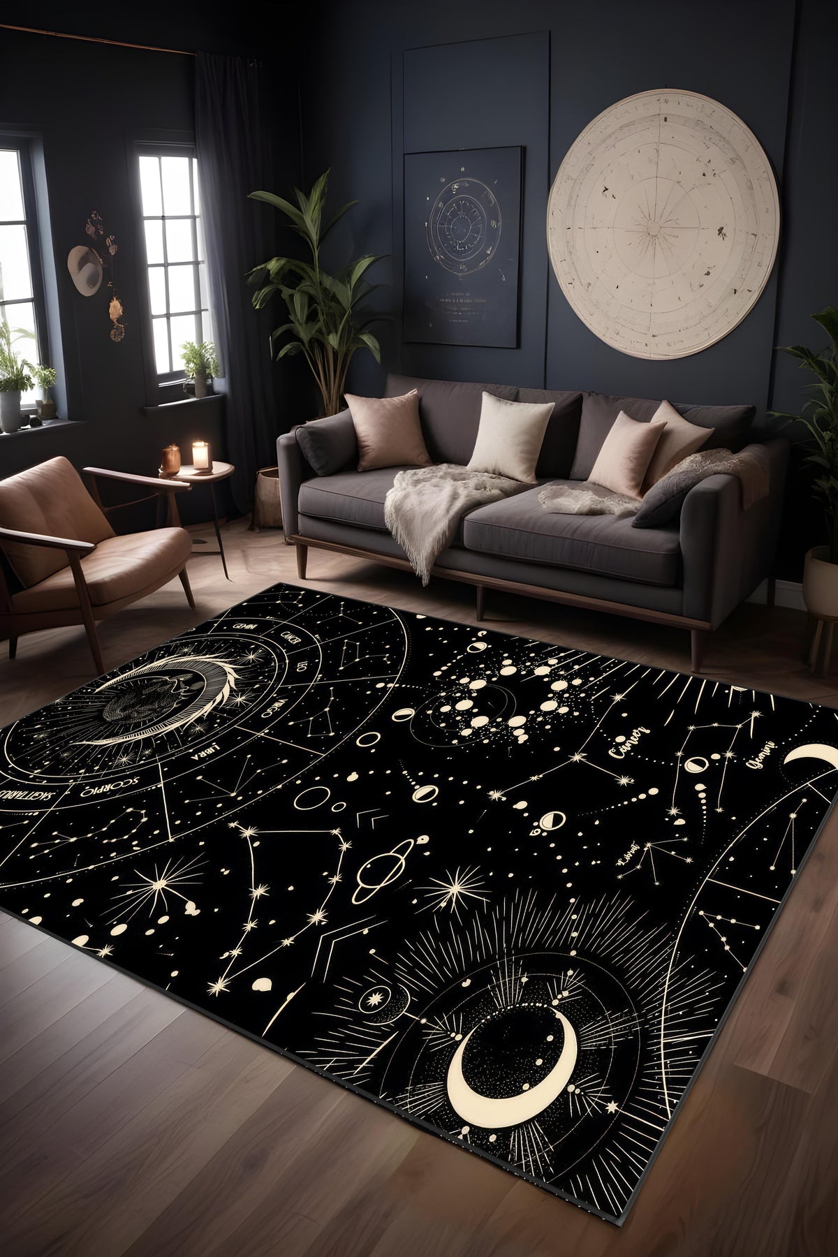 Makinede yıkanabilir astronomi desen kaymaz taban leke tutmaz salon halısı genç halısı çocuk halısı