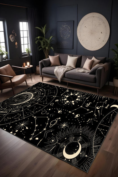 Makinede yıkanabilir astronomi desen kaymaz taban leke tutmaz salon halısı genç halısı çocuk halısı