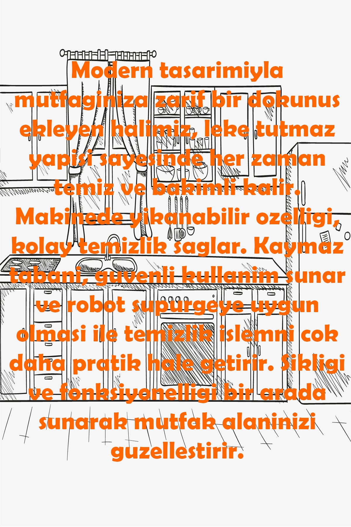 Dijital Baskı Yıkanabilir Leke Tutmaz Kaymaz Taban Salon Halısı Mutfak Halısı – Modern Tasarım