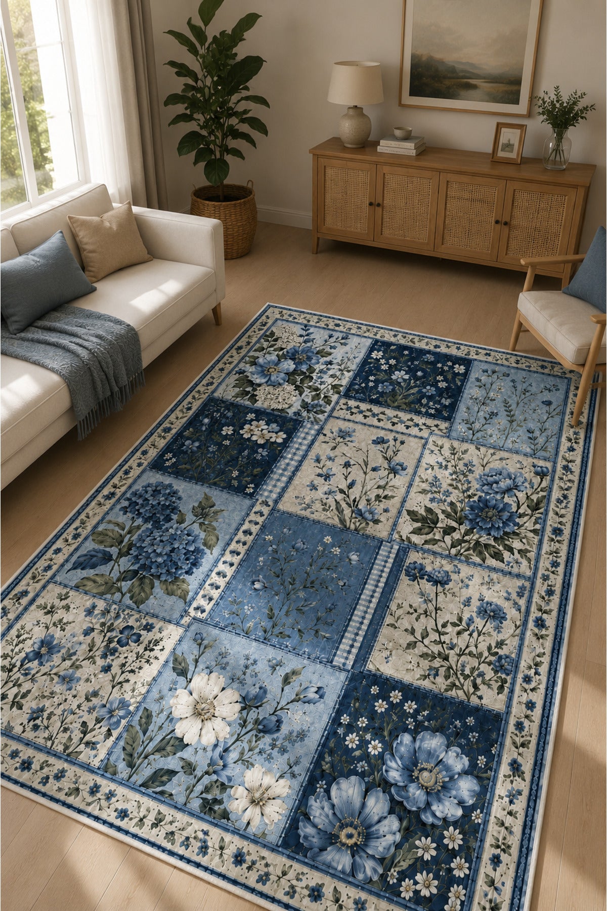 Dijital Yıkanabilir Etnik Retro Desen Kaymaz Taban Salon Halısı Mutfak Halısı Yolluk Çocuk Halısı