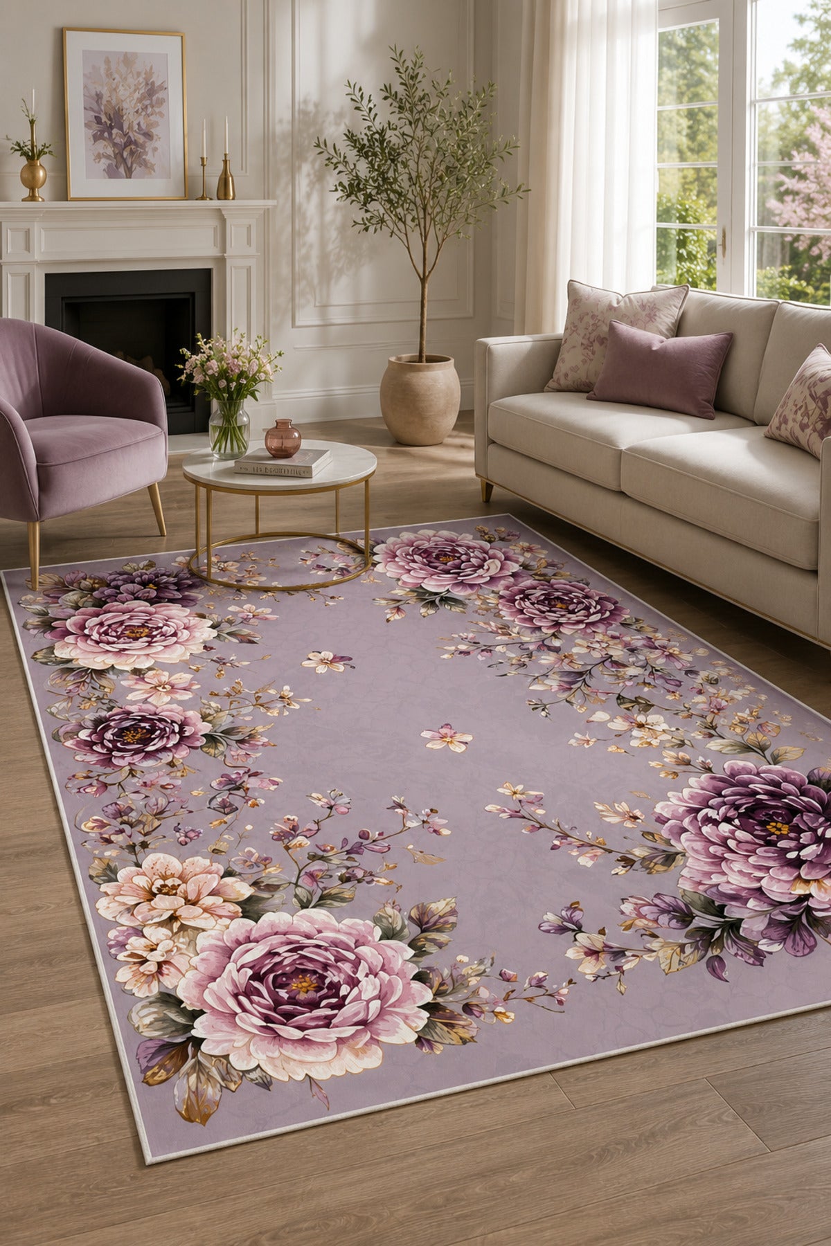 Dijital Yıkanabilir Etnik Retro Desen Kaymaz Taban Salon Halısı Mutfak Halısı Yolluk Çocuk Halısı