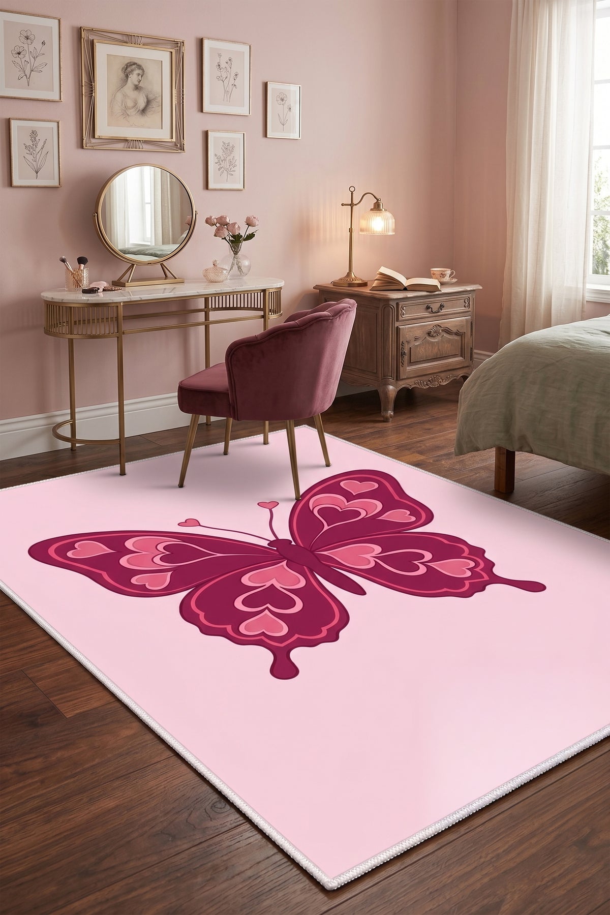 Dijital Yıkanabilir Etnik Retro Desen Kaymaz Taban Salon Halısı Mutfak Halısı Yolluk Çocuk Halısı