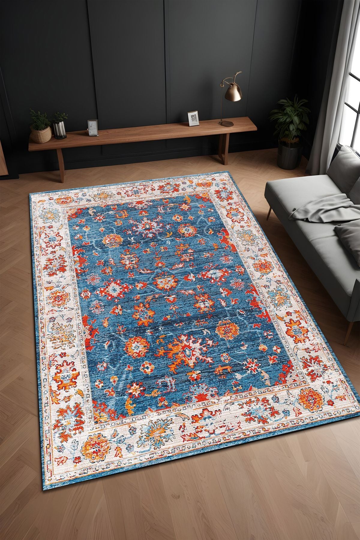 Dijital Baskı Eskitme Klasik Desenli Dekoratif Makinada Yıkanabilir Salon Halısı ve Yolluk Halısı