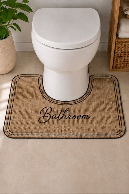 Dijital Kaymaz Yıkanabilir Hasır Görünümlü Klozet Paspas Modern Banyo Paspası Banyo Dekor 70x40