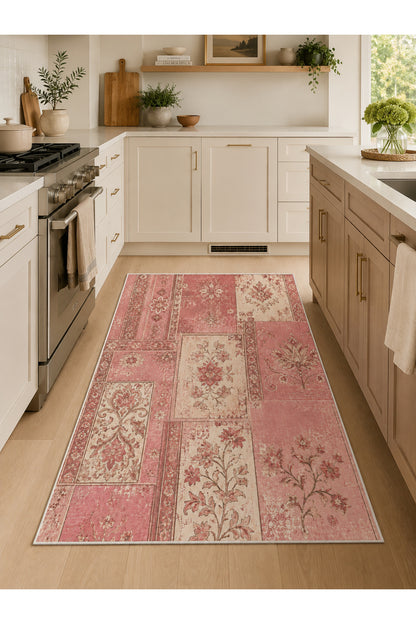 Dijital Kaymaz Yıkanabilir Patchwork Vintage Retro Salon Halısı Mutfak Halısı Yolluk