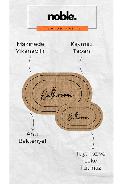 Dijital Baskı Hasır Desenli Modern Banyo Halısı İkili Banyo Paspası(40cmx60cm)ve(60cmx100cm)