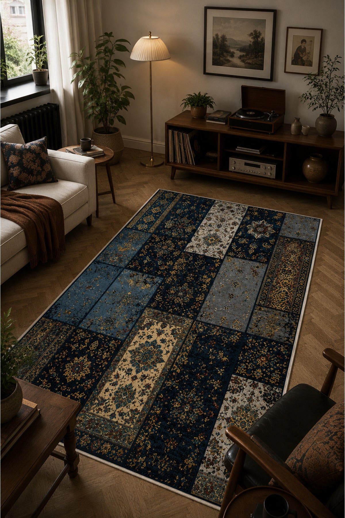 Dijital Yıkanabilir Etnik Retro Desen Kaymaz Taban Salon Halısı Mutfak Halısı Yolluk Çocuk Halısı